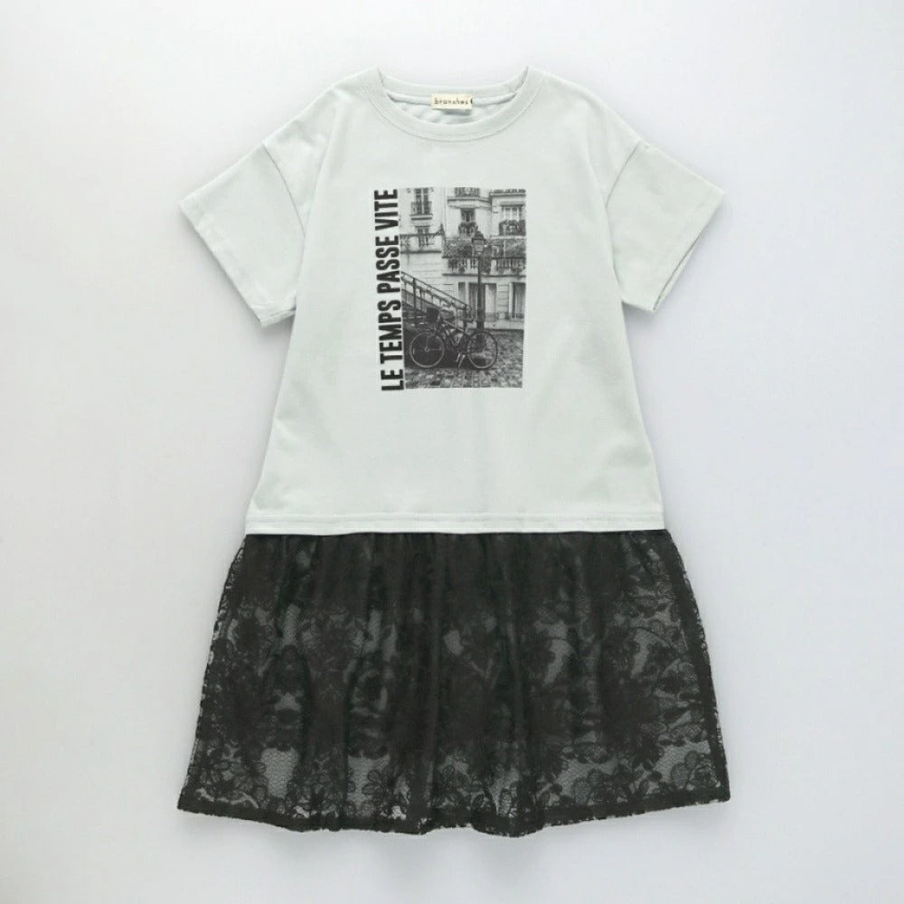日本童裝 Branshes 絲拼接連身裙 100-150cm 女童款 夏季 DRESSES TOPS