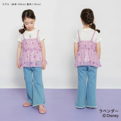 日本童裝 Branshes x Disney Frozen 印花上衣及薄紗吊帶衫套裝 90-130cm 女童款 夏季 TOPS