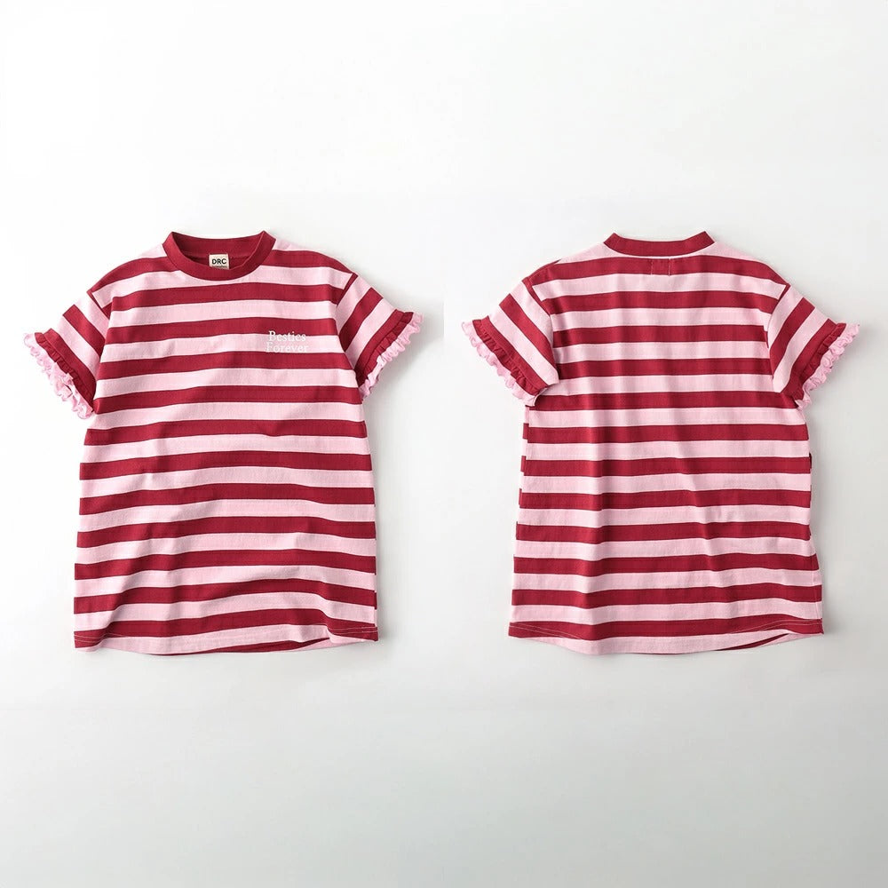 日本童裝 Branshes 花邊裙間條T裙 100-150cm 女童款 夏季 DRESSES
