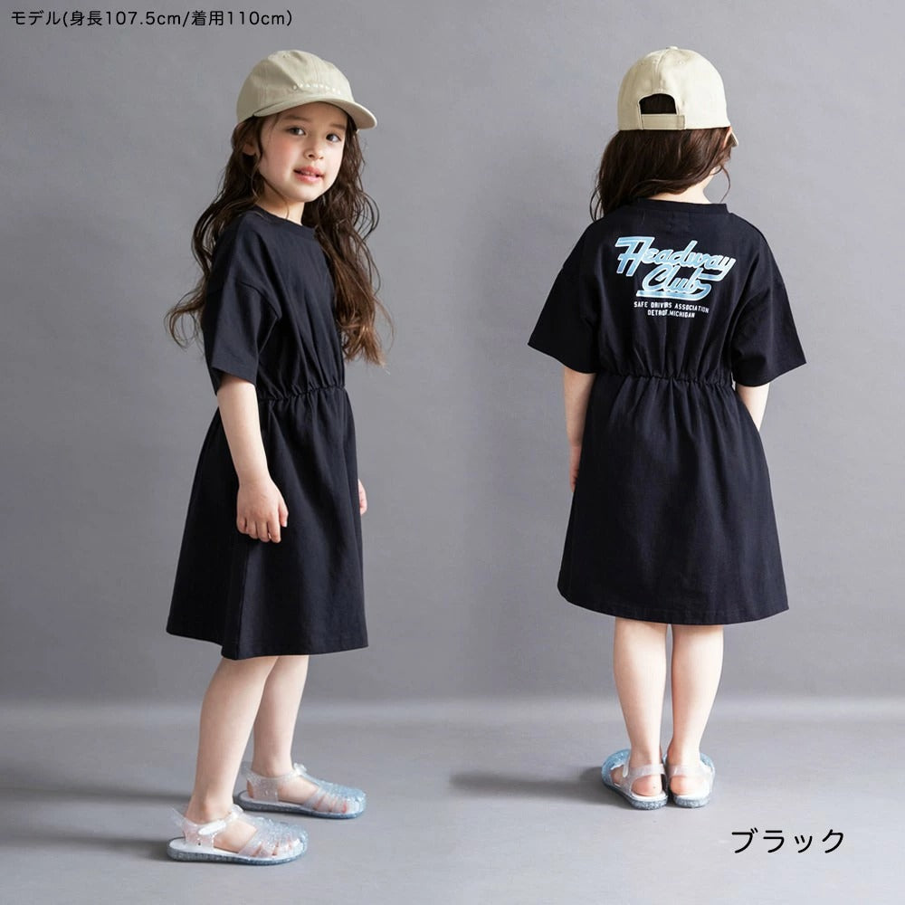 日本童裝 Branshes 後背Logo收腰連身裙 100-150cm 女童款 夏季 DRESSES