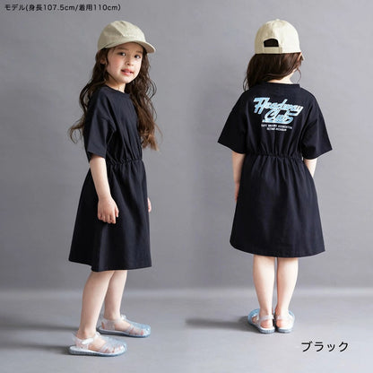 日本童裝 Branshes 後背Logo收腰連身裙 100-150cm 女童款 夏季 DRESSES