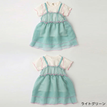 日本童裝 Branshes 透薄紗吊帶裙+短袖上衣套裝 100-150cm 女童款 夏季 TOPS DRESSES