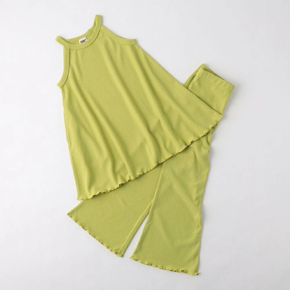 日本童裝 Branshes 喇叭吊帶背心+長褲套裝 100-150cm 女童款 夏季 TOPS PANTS