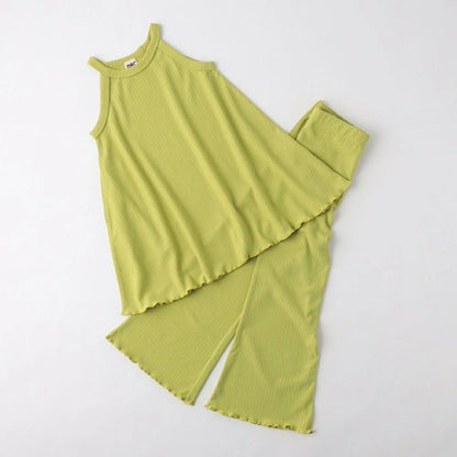 日本童裝 Branshes 喇叭吊帶背心+長褲套裝 100-150cm 女童款 夏季 TOPS PANTS
