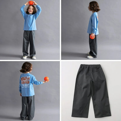 日本童裝 Branshes 彈性斜紋寬腳直筒長褲 100-160cm 男童款/女童款 秋季 PANTS