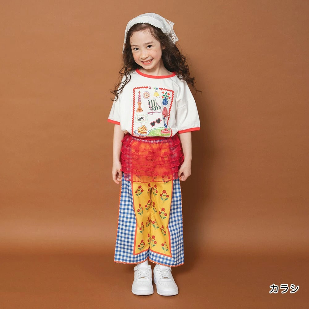 日本童裝 Branshes x りぃー 印花寬腿長褲 80-130cm 女童款 夏季 PANTS