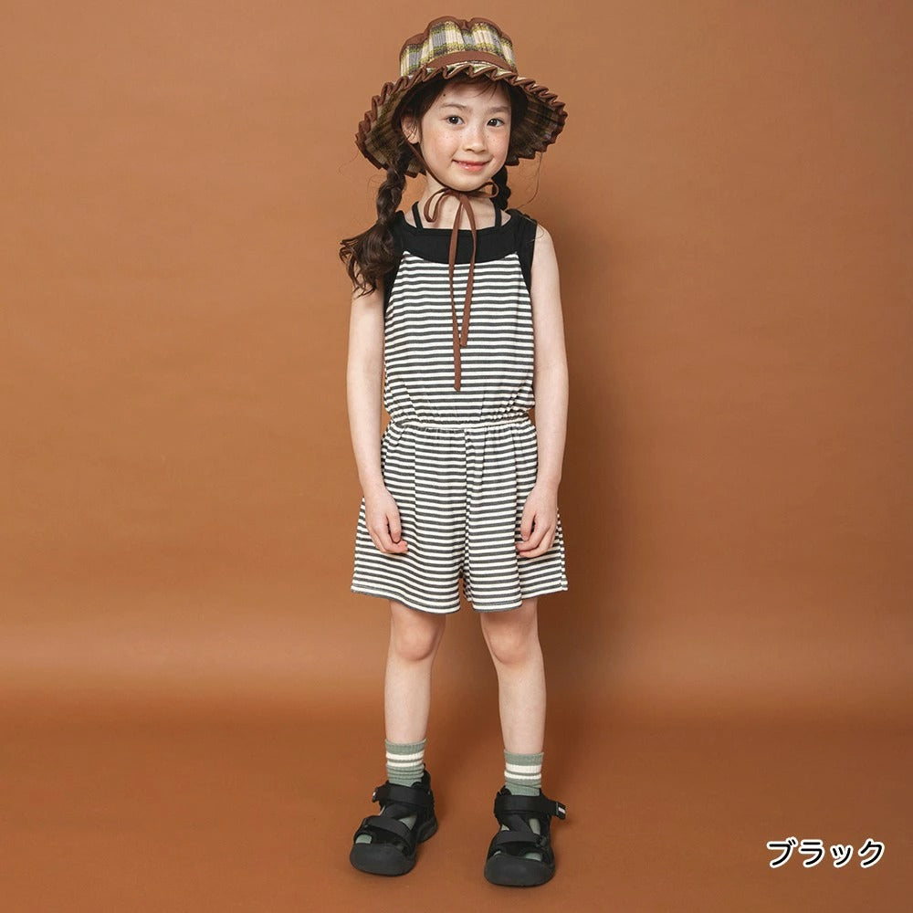 日本童裝 Branshes x りぃー 條紋吊帶連體褲 80-130cm 女童款 夏季 Jumpsuit
