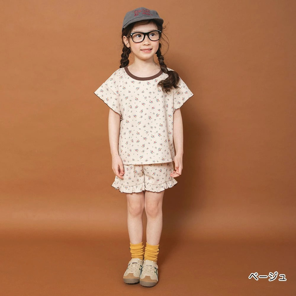 日本童裝 Branshes x りぃー 小碎花華夫格套裝 80-130cm 女童款 夏季 TOPS PANTS