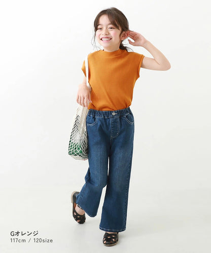 日本童裝 dev!rock 法式袖羅紋短袖上衣 100-160cm 女童款 夏季 TOPS