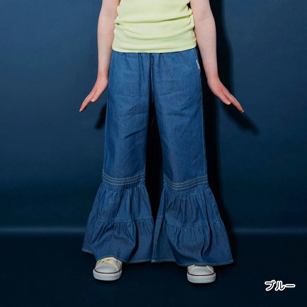日本童裝 Branshes【Ou? by EDWIN】牛仔荷葉邊喇叭褲 90-150cm 女童款 夏季 PANTS
