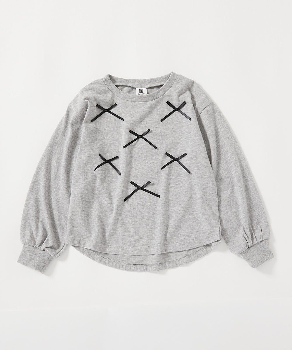 日本童裝 dev!rock 緞帶長袖上衣 100-160cm 女童款 TOPS 春季