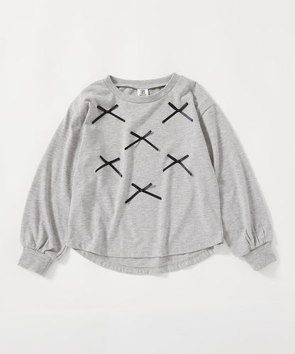 日本童裝 dev!rock 緞帶長袖上衣 100-160cm 女童款 TOPS 春季