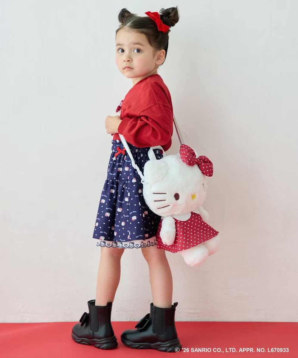 日本童裝 ANY#26 x Sanrio Hello Kitty 印花蕾絲刺繡半身裙 110-150cm 女童款 秋季 SKIRTS 聖誕紅/新年紅