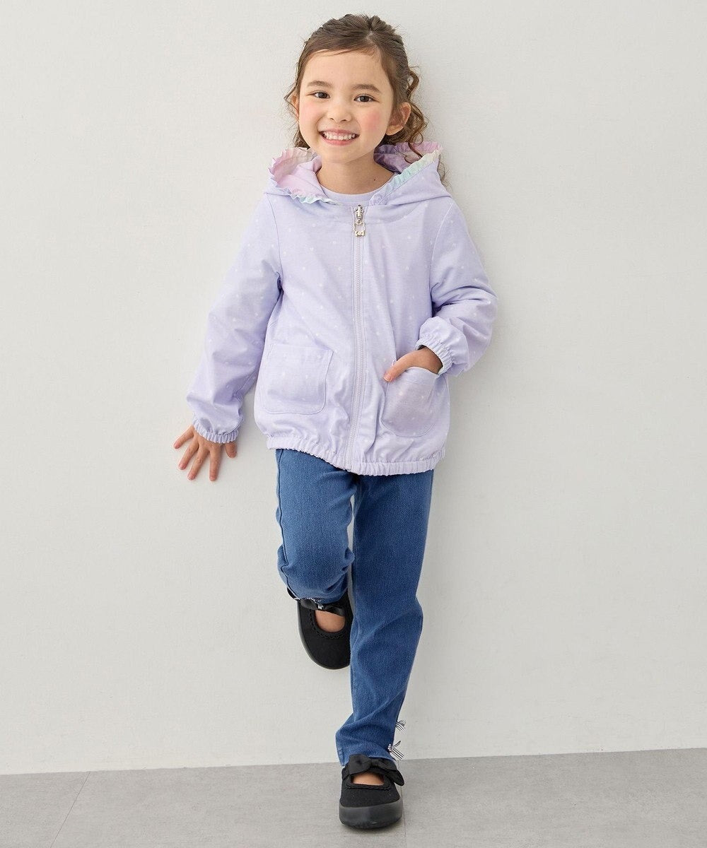 日本童裝 aF#a325 2Way 防水系列 雙面兩著 帽可拆 花邊風褸 100-150cm 女童款 春季 OUTERWEAR