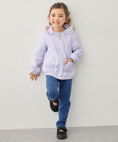 日本童裝 aF#a325 2Way 防水系列 雙面兩著 帽可拆 花邊風褸 100-150cm 女童款 春季 OUTERWEAR