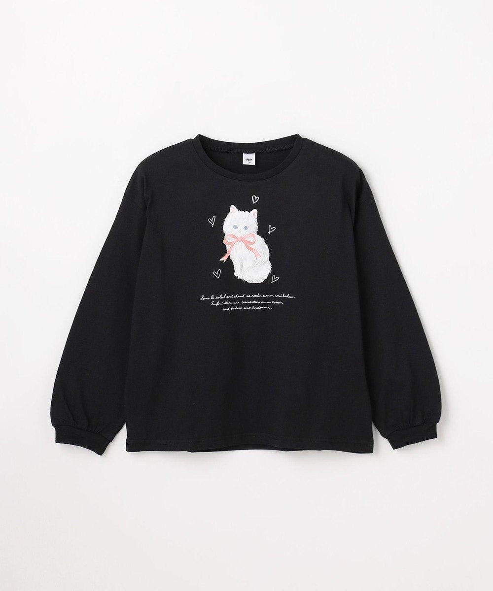 日本童裝 aF#a325 貓貓印花上衣 90-150cm 女童款 春季 TOPS