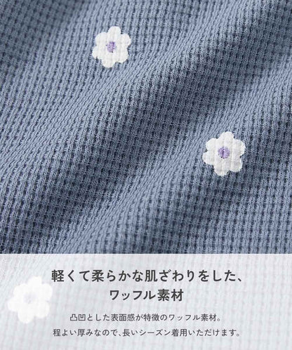 日本童裝 dev!rock 花花印花華夫格上衣 100-140cm 女童款 秋季 TOPS