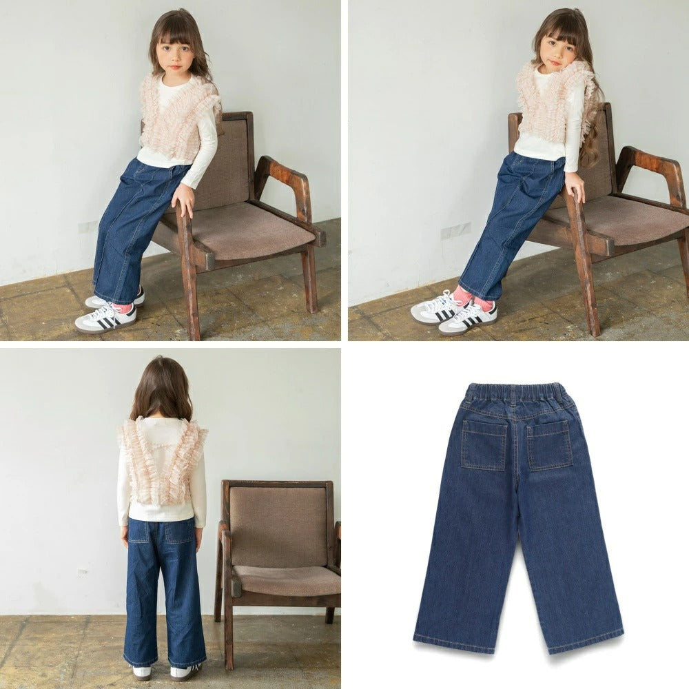 日本童裝 Branshes 牛仔寬褲 90-150cm 女童款 夏季 PANTS