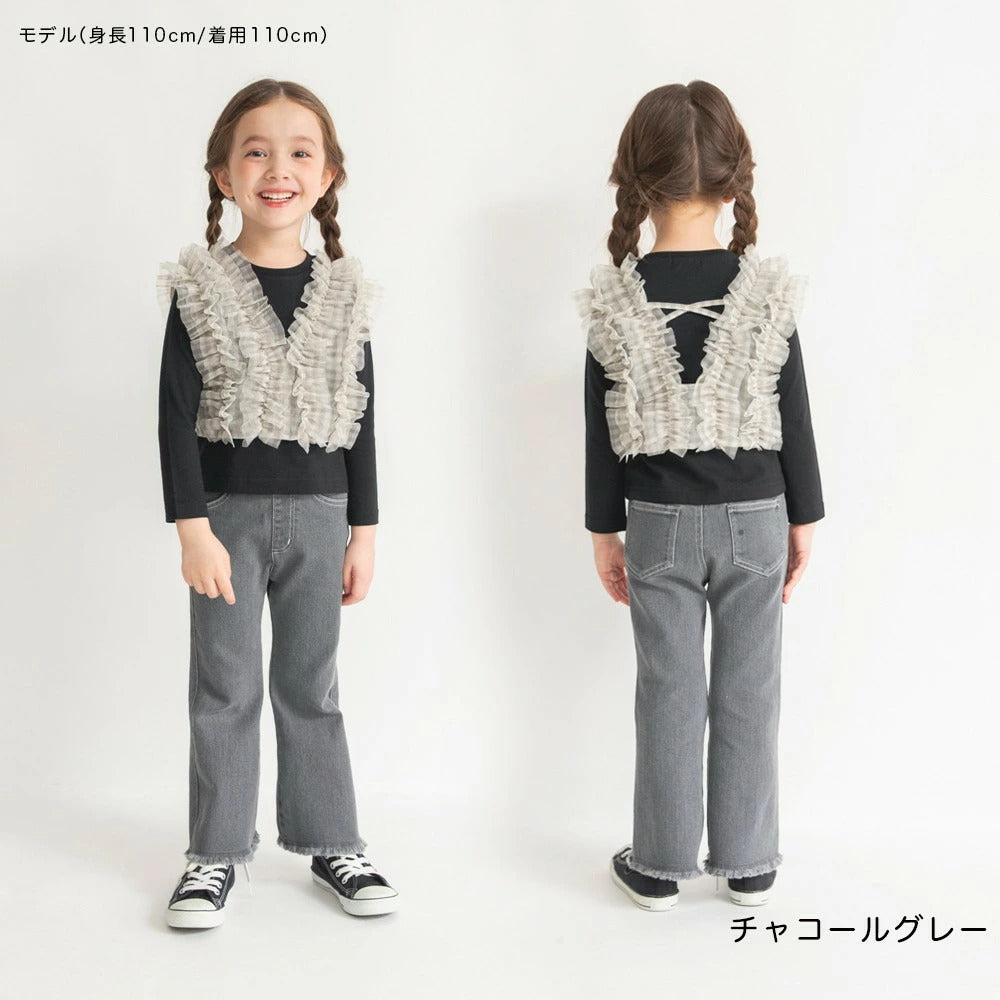 日本童裝 Branshes 流蘇喇叭牛仔褲 90-150cm 女童款 夏季 PANTS