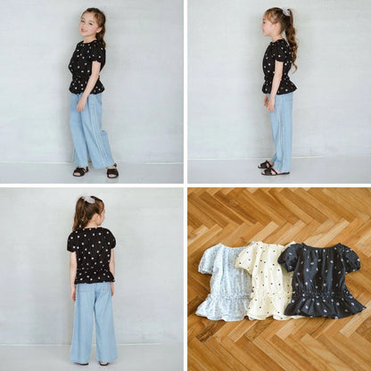 日本童裝 Branshes 束腰短袖上衣 80-130cm 女童款 夏季 TOPS