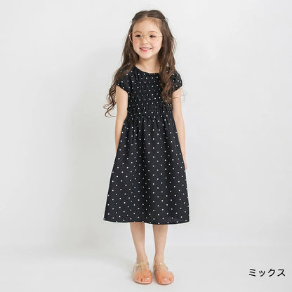 日本童裝 Branshes 短袖皺褶連身裙 80-150cm 女童款 夏季 DRESSES