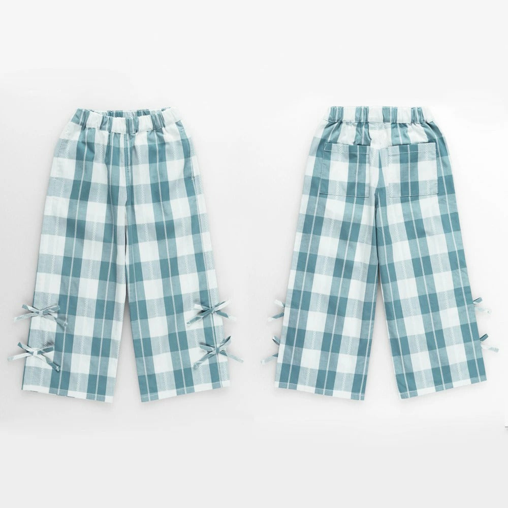 日本童裝 Branshes 格紋緞帶長褲 80-150cm 女童款 夏季 PANTS