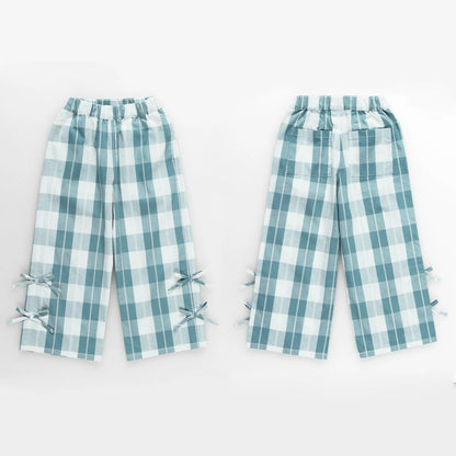 日本童裝 Branshes 格紋緞帶長褲 80-150cm 女童款 夏季 PANTS