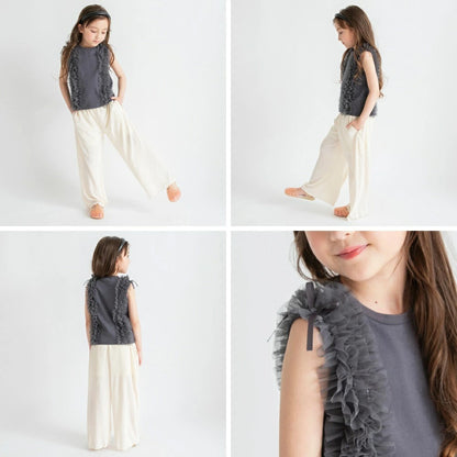 日本童裝 Branshes 蓬鬆荷葉邊背心 90-150cm 女童款 夏季 TOPS