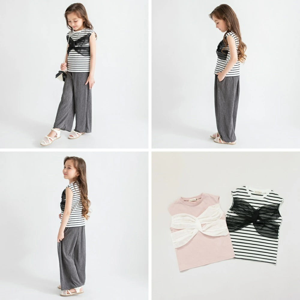日本童裝 Branshes 薄紗邊法式袖上衣 80-150cm 女童款 夏季 TOPS
