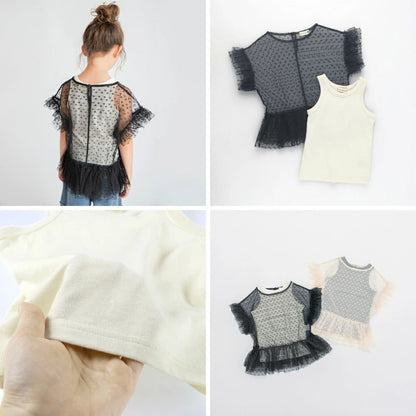 日本童裝 Branshes 心形薄紗上衣及背心套裝 90-150cm 女童款 夏季 TOPS