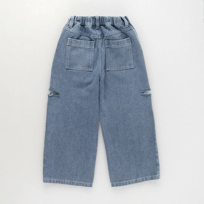 日本童裝 Branshes 鏤空牛仔褲 100-150cm 女童款 夏季 PANTS
