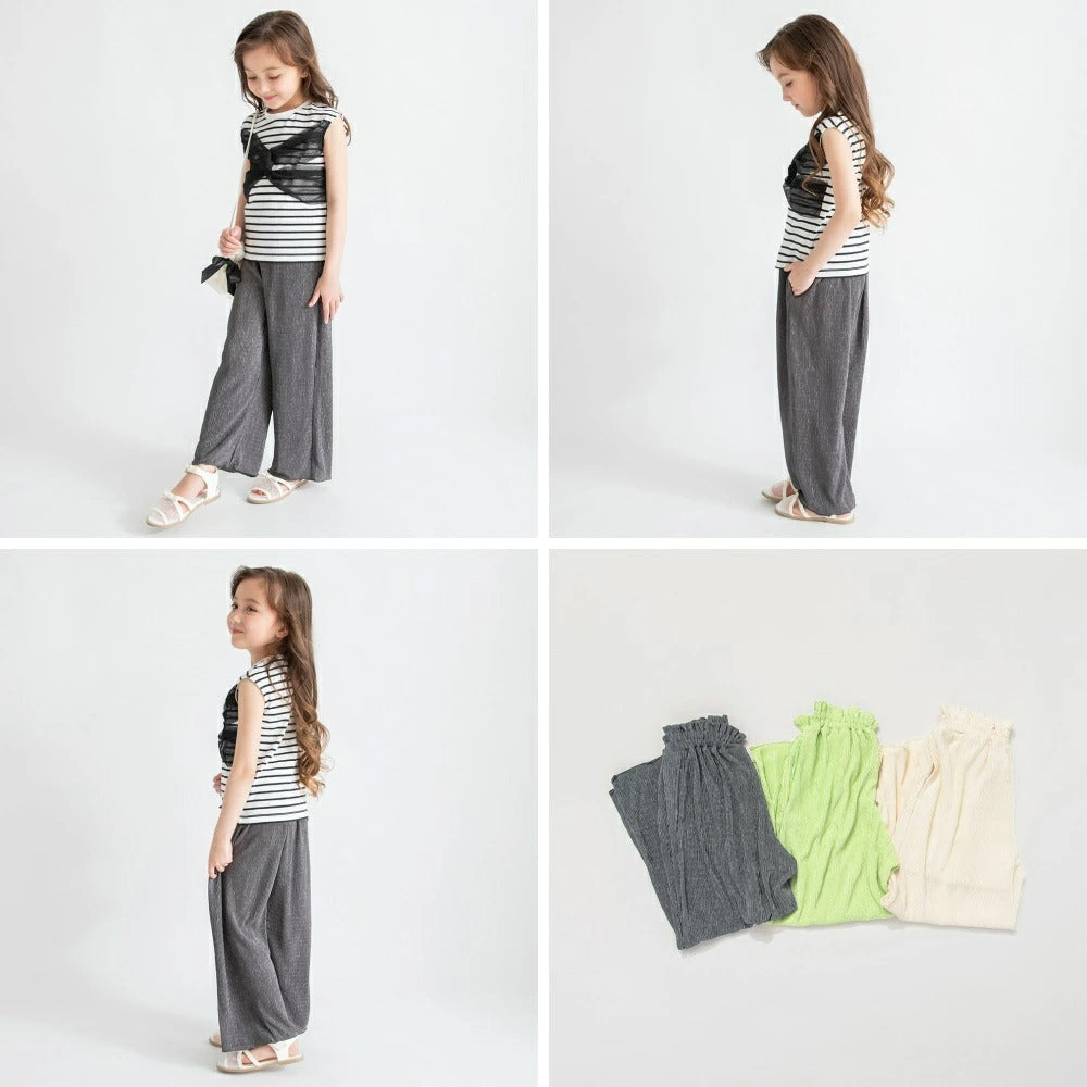 日本童裝 Branshes 接觸冷感 寬鬆闊腿褲 80-150cm 女童款 夏季 PANTS