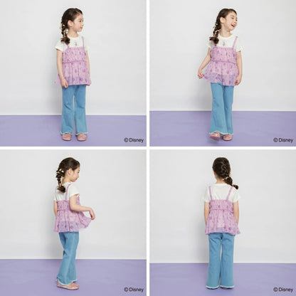 日本童裝 Branshes x Disney Frozen 印花上衣及薄紗吊帶衫套裝 90-130cm 女童款 夏季 TOPS