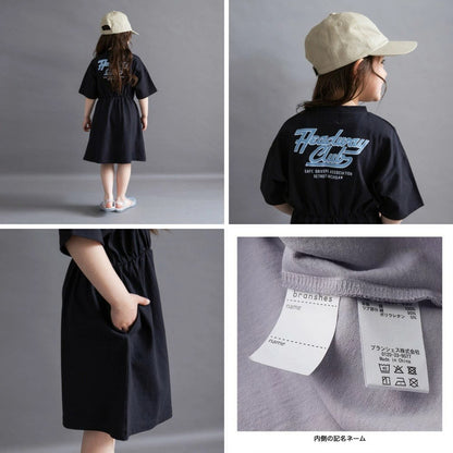 日本童裝 Branshes 後背Logo收腰連身裙 100-150cm 女童款 夏季 DRESSES