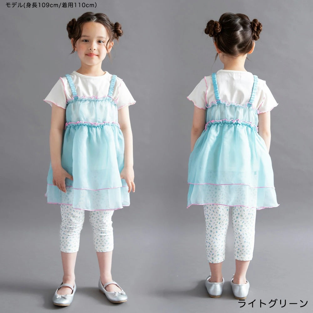 日本童裝 Branshes 透薄紗吊帶裙+短袖上衣套裝 100-150cm 女童款 夏季 TOPS DRESSES