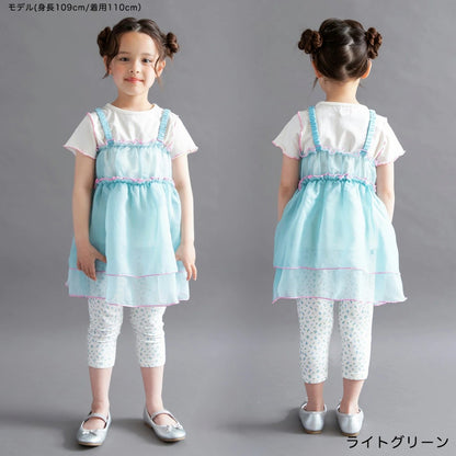 日本童裝 Branshes 透薄紗吊帶裙+短袖上衣套裝 100-150cm 女童款 夏季 TOPS DRESSES