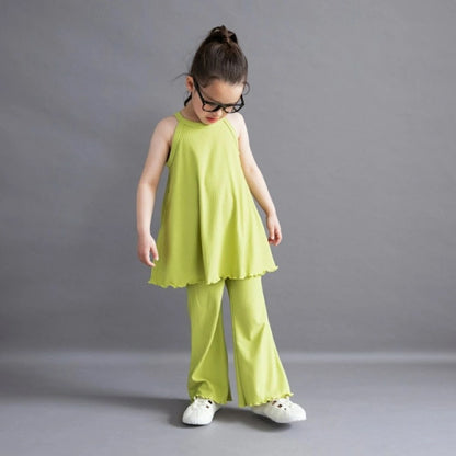 日本童裝 Branshes 喇叭吊帶背心+長褲套裝 100-150cm 女童款 夏季 TOPS PANTS