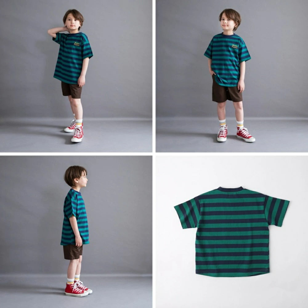 日本童裝 Branshes 間條短袖上衣 100-150cm 男童款 夏季 TOPS