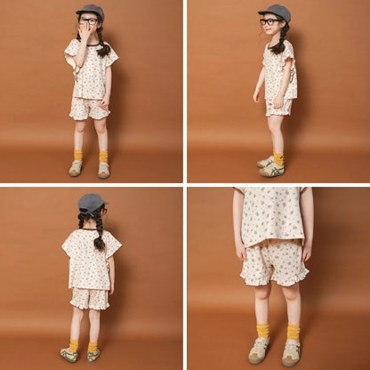 日本童裝 Branshes x りぃー 小碎花華夫格套裝 80-130cm 女童款 夏季 TOPS PANTS