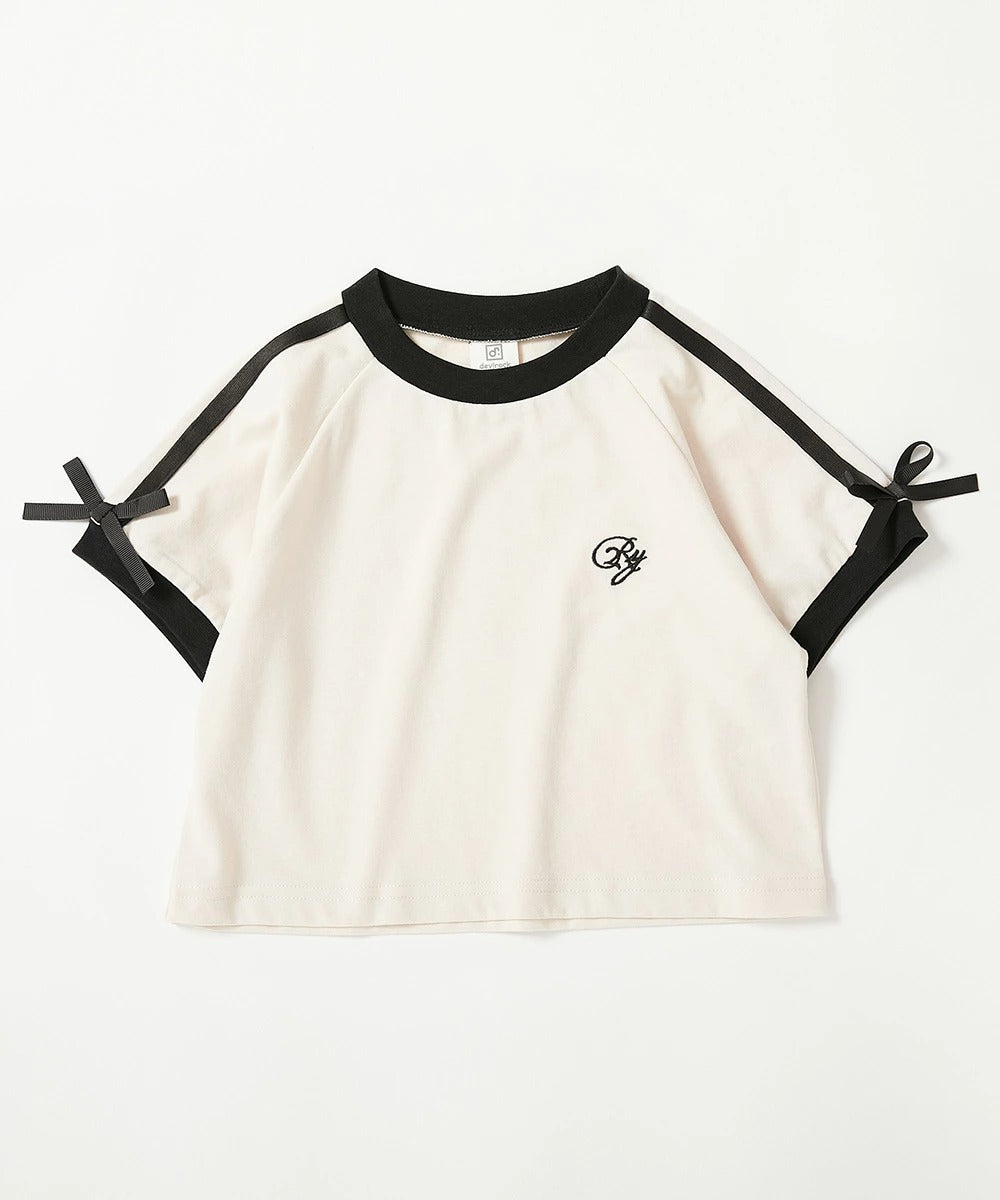 日本童裝 dev!rock 側緞帶條紋上衣 100-160cm 女童款 夏季 TOPS