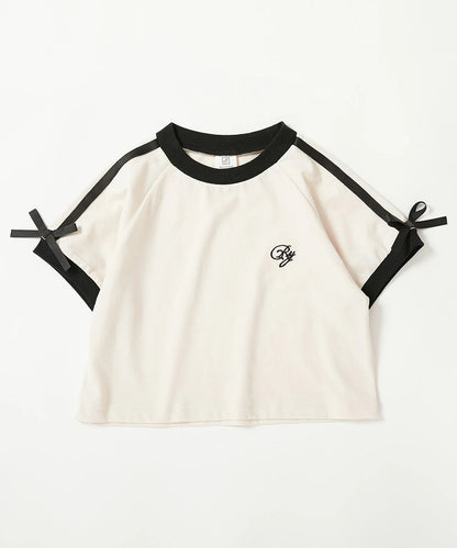 日本童裝 dev!rock 側緞帶條紋上衣 100-160cm 女童款 夏季 TOPS