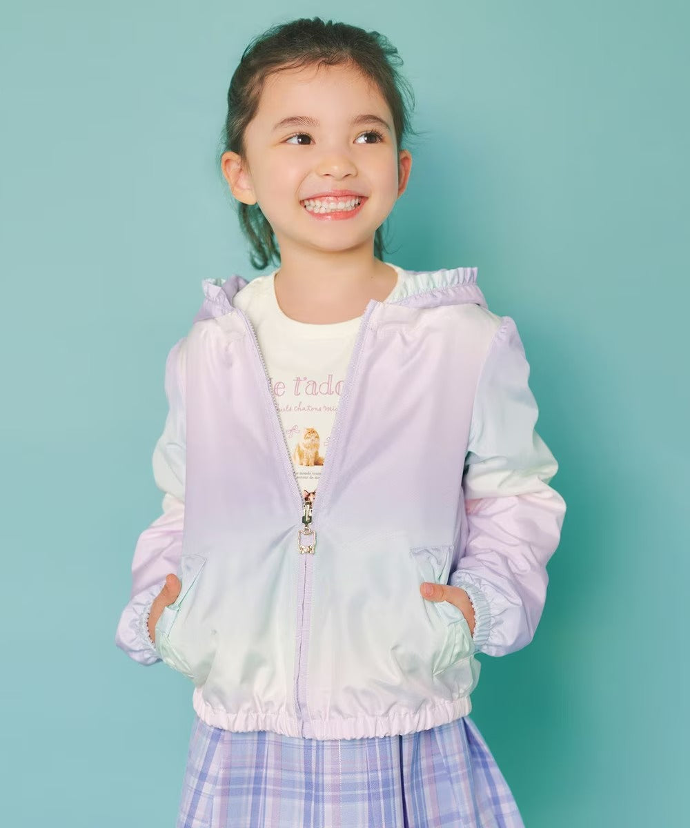 日本童裝 aF#a325 2Way 防水系列 雙面兩著 帽可拆 花邊風褸 100-150cm 女童款 春季 OUTERWEAR