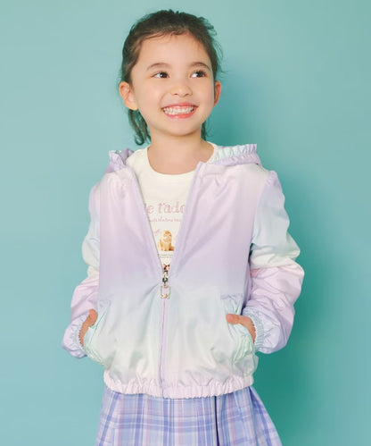 日本童裝 aF#a325 2Way 防水系列 雙面兩著 帽可拆 花邊風褸 100-150cm 女童款 春季 OUTERWEAR