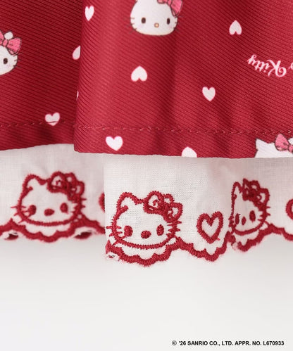 日本童裝 ANY#26 x Sanrio Hello Kitty 印花蕾絲刺繡半身裙 110-150cm 女童款 秋季 SKIRTS 聖誕紅/新年紅