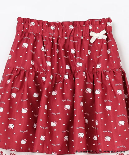 日本童裝 ANY#26 x Sanrio Hello Kitty 印花蕾絲刺繡半身裙 110-150cm 女童款 秋季 SKIRTS 聖誕紅/新年紅