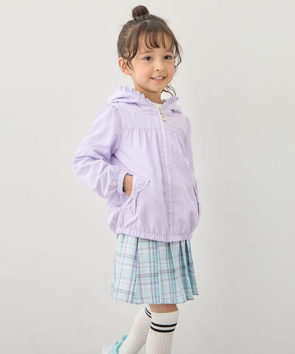 日本童裝 aF#a325 2Way 防水系列 雙面兩著 帽可拆 花邊風褸 100-150cm 女童款 春季 OUTERWEAR