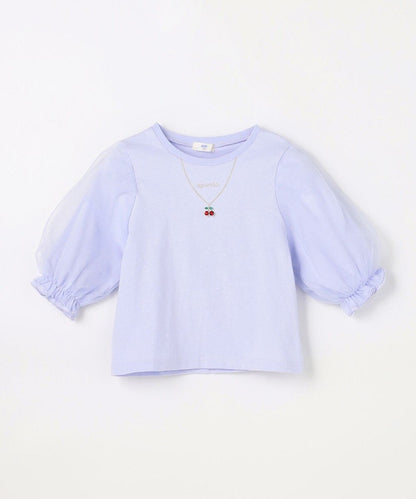 日本童裝 aF#a325 薄紗七分袖上衣 100-150cm 女童款 夏季 TOPS