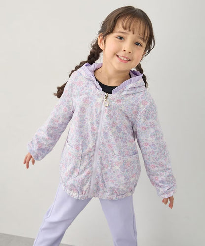 日本童裝 aF#a325 2Way 防水系列 雙面兩著 帽可拆 花邊風褸 100-150cm 女童款 春季 OUTERWEAR