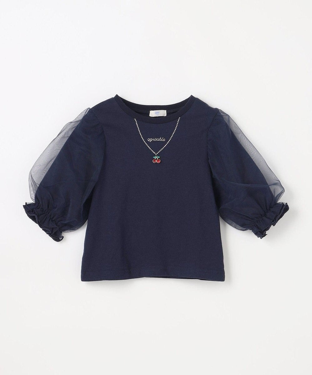 日本童裝 aF#a325 薄紗七分袖上衣 100-150cm 女童款 夏季 TOPS