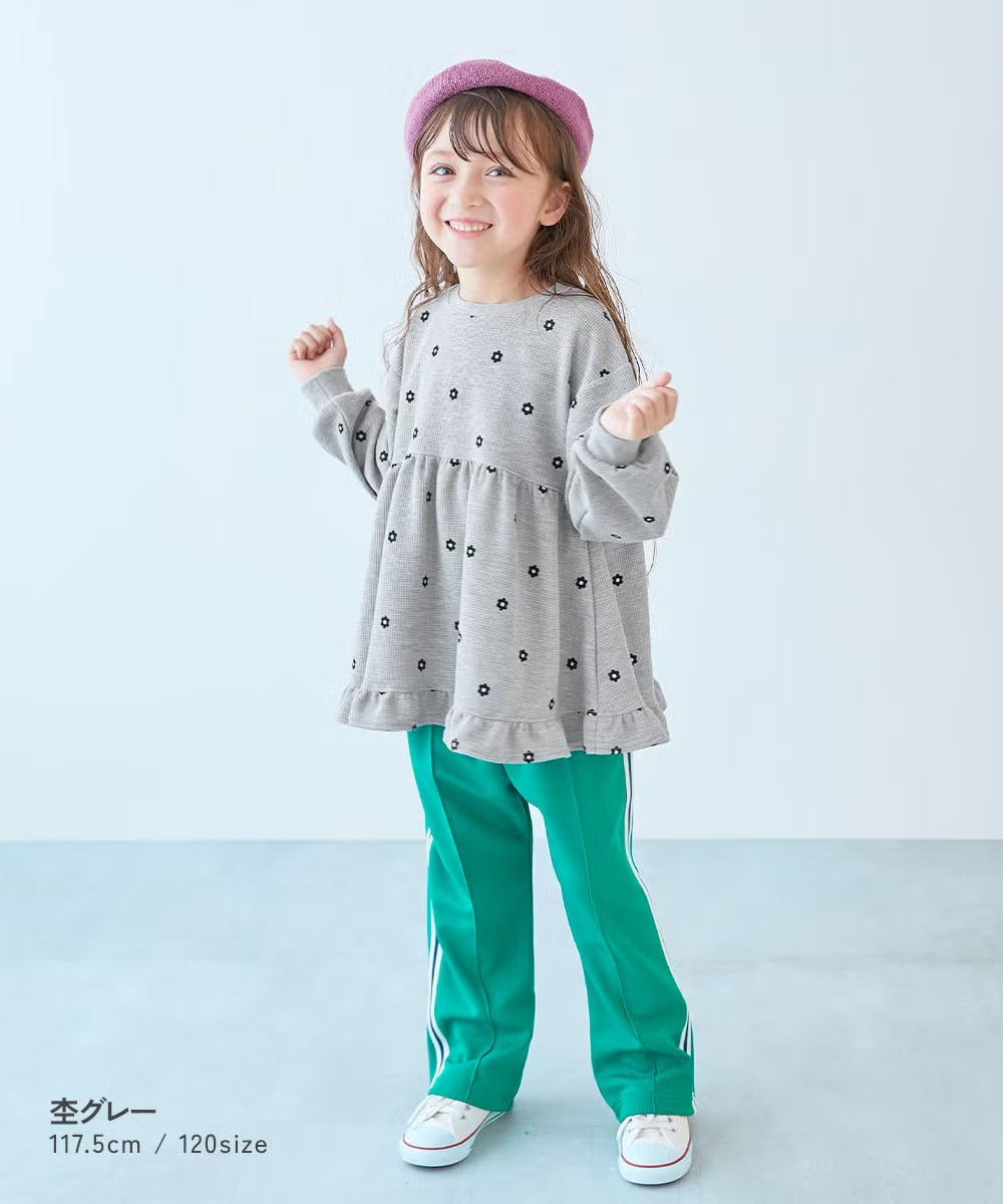 日本童裝 dev!rock 花花印花華夫格上衣 100-140cm 女童款 秋季 TOPS